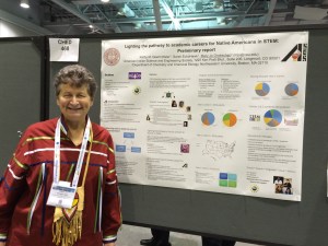 Mary Jo Ondrechen in front of her poster.